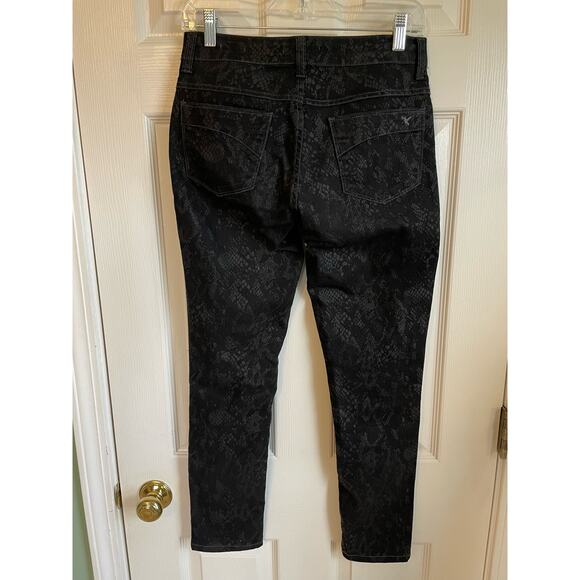 Beija Flor Jeans Audrey Slimming Ankle Black Snakeskin Print Stretch Size 2 Edgy - Picture 6 of 11